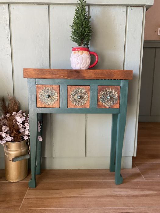 Konsola szafka drewniana vintage zielona