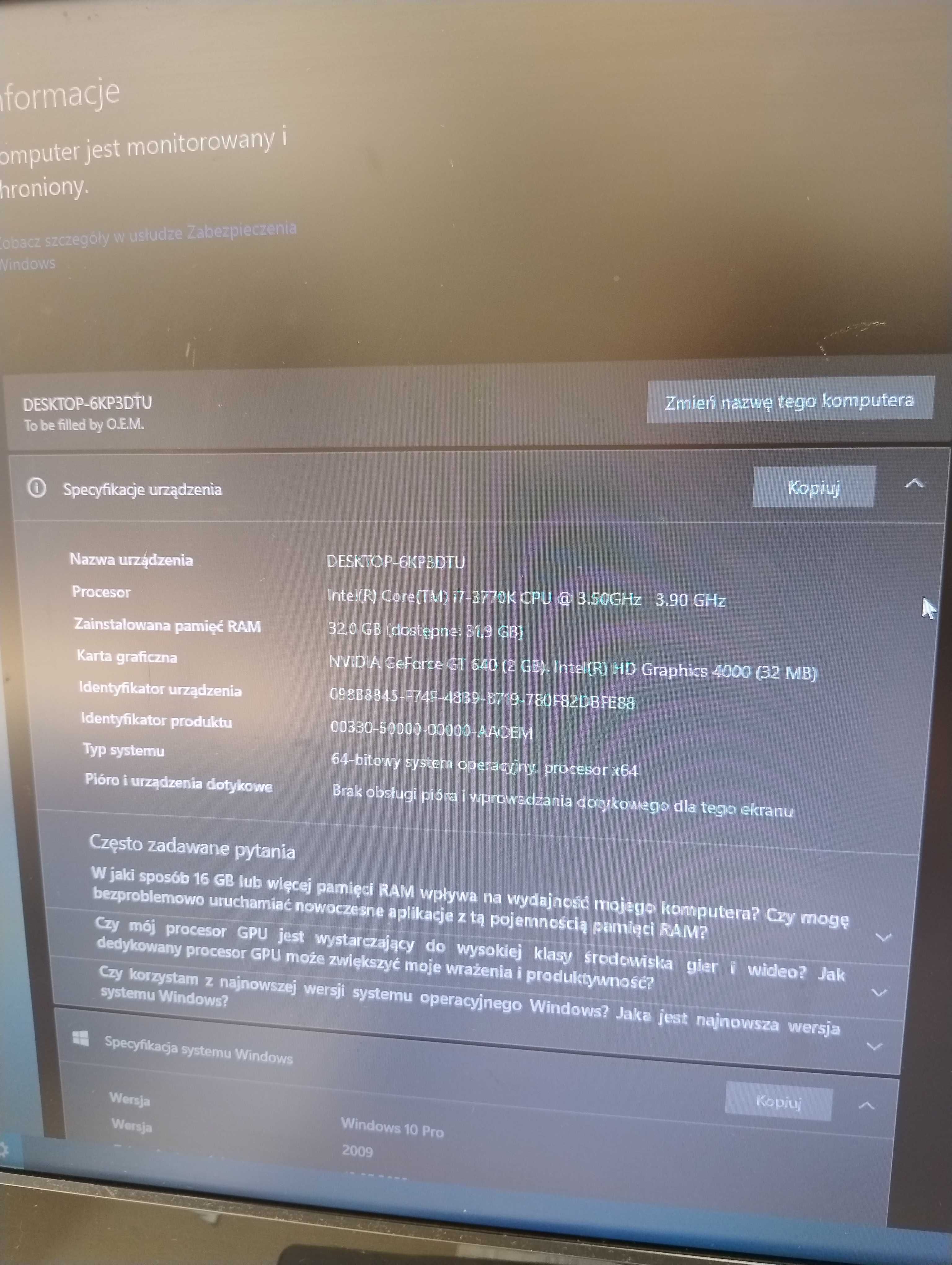Mocny komputer PC Intel i7 32GB RAM Geforce GT640 2GB obudowa
