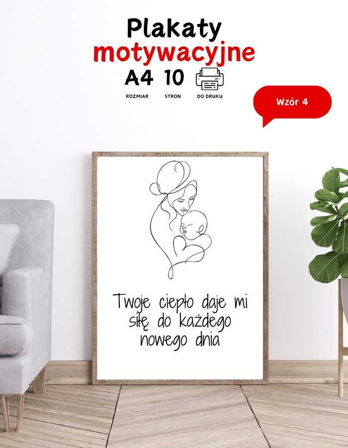Plakaty dla Mamy, prezent na urodziny, imieniny Line ART A4 do druku