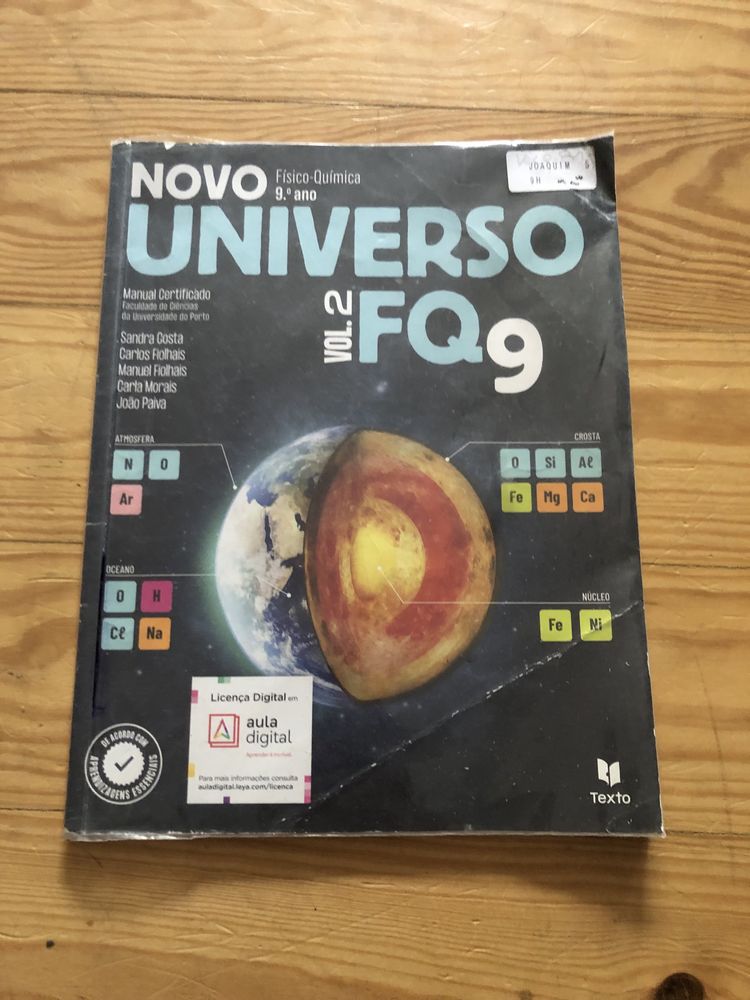 Manual de FQ 9.ºano NOVO UNIVERSO FQ9 c/ 2 vol e caderno de atividades