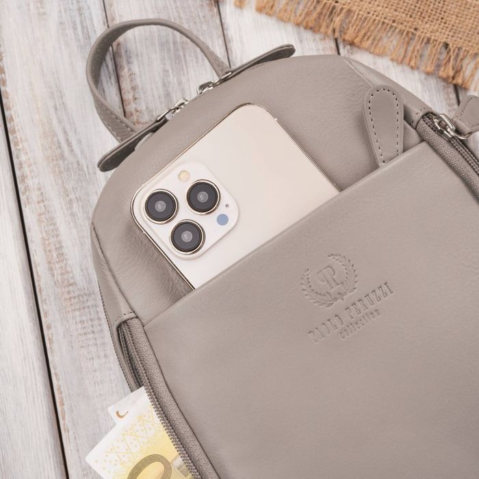 plecak damski skórzany miejski mały szary paolo peruzzi si-40-gr