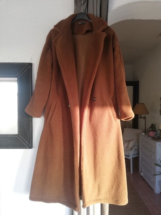 Casaco / Sobretudo camel de pêlo  - tam. S