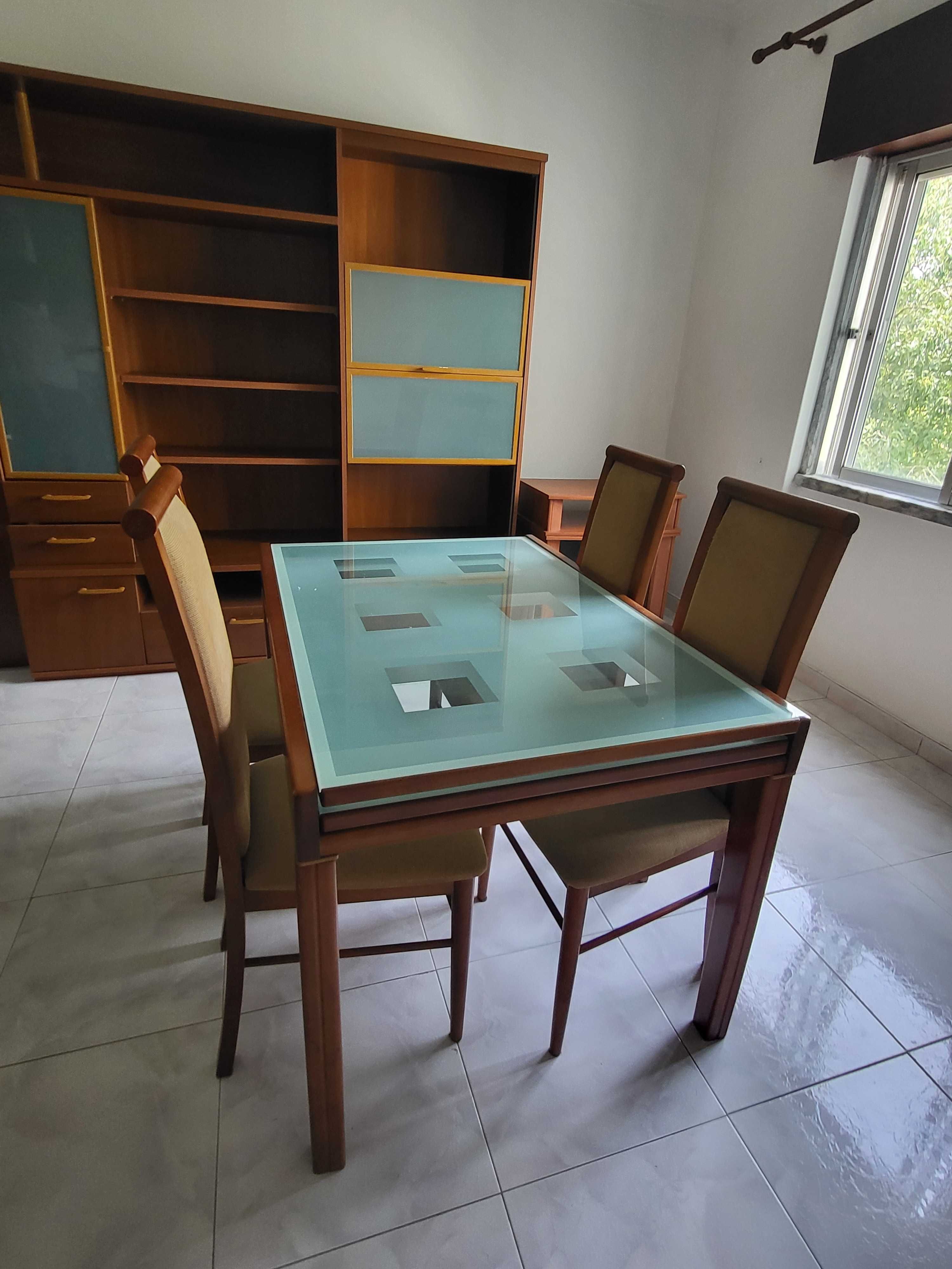 Conjunto de Moveis de Sala, cerejeira / vidro