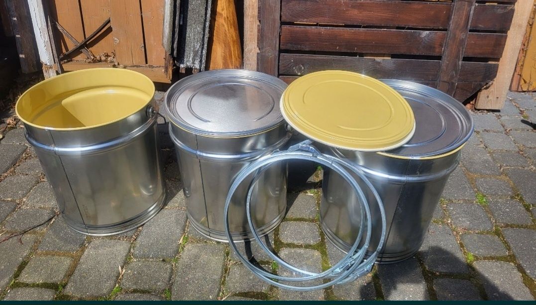 Wiadro blaszane 25l ocynk + pokrywka z uszczelką + obejma, szczelne