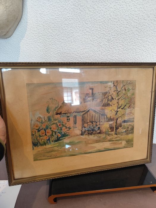 Akwarela Maksymilian Pilcek Bydgoszcz vintage retro prl obraz