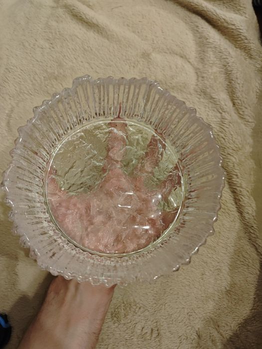 Piękna szklana miska ciężkie szkło kryształ (?) 1.3kg Polecam PRL 70s