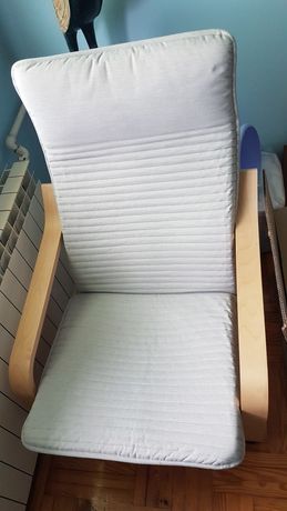 Fotel Poang Ikea + tapicerka jasnoszara