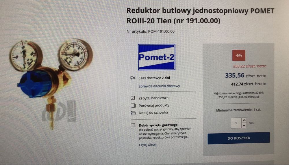 Reduktor tlenowy ROIII-20 Pomet