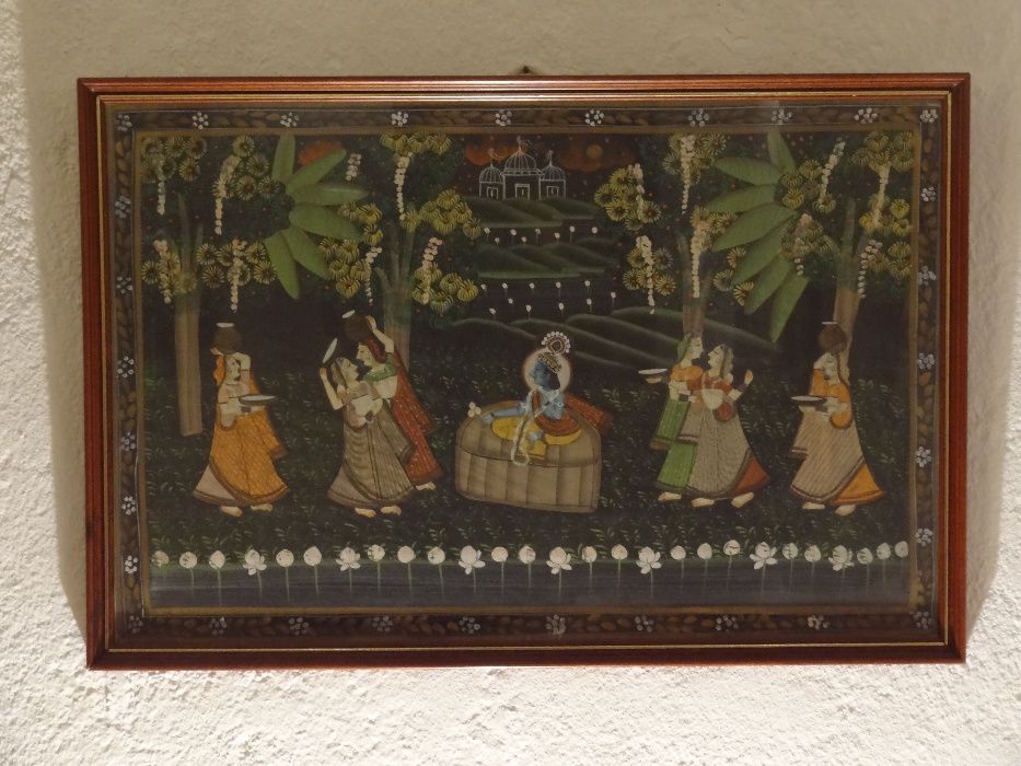 PINTURA INDIANA em pano de Seda ∟ Krishna & Consortes