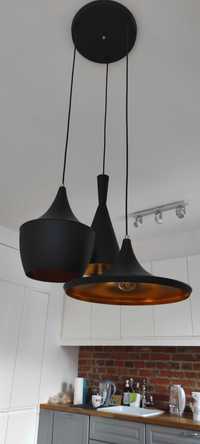Lampa wisząca - sufitowa 3 klosze, loft, skandynawska, kolor czarny