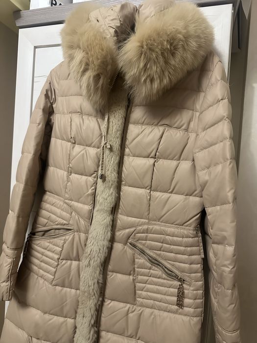 Пуховик-плащ пальто з натуральним пухом та пером