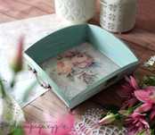 Taca z piwoniami decoupage HANDMADE rękodzieło
