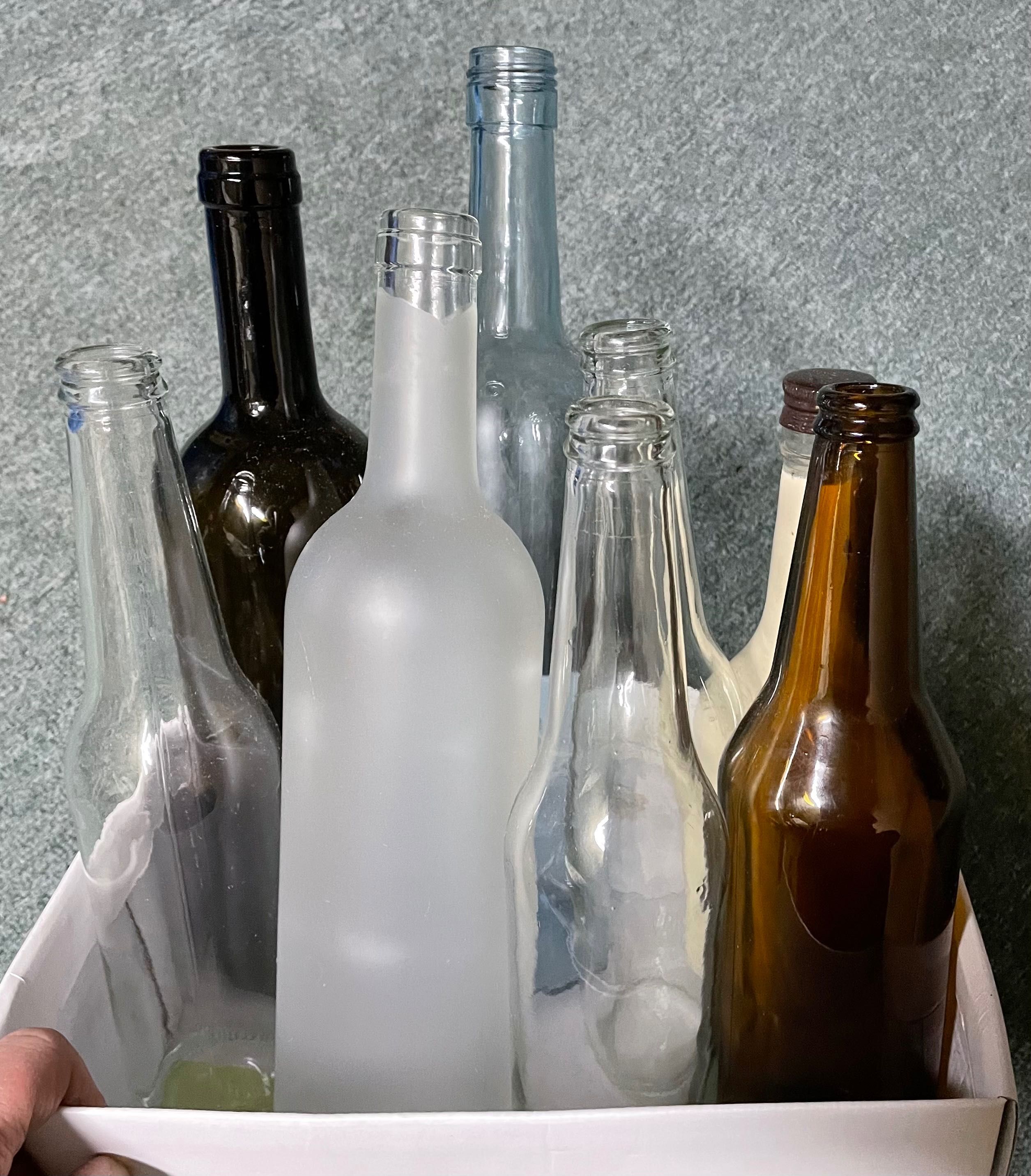 Zestaw butelki dekoracyjne do decoupage wazony