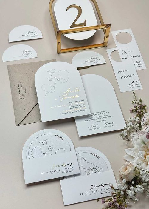 Zaproszenia ślubne nowoczesne Line próbka