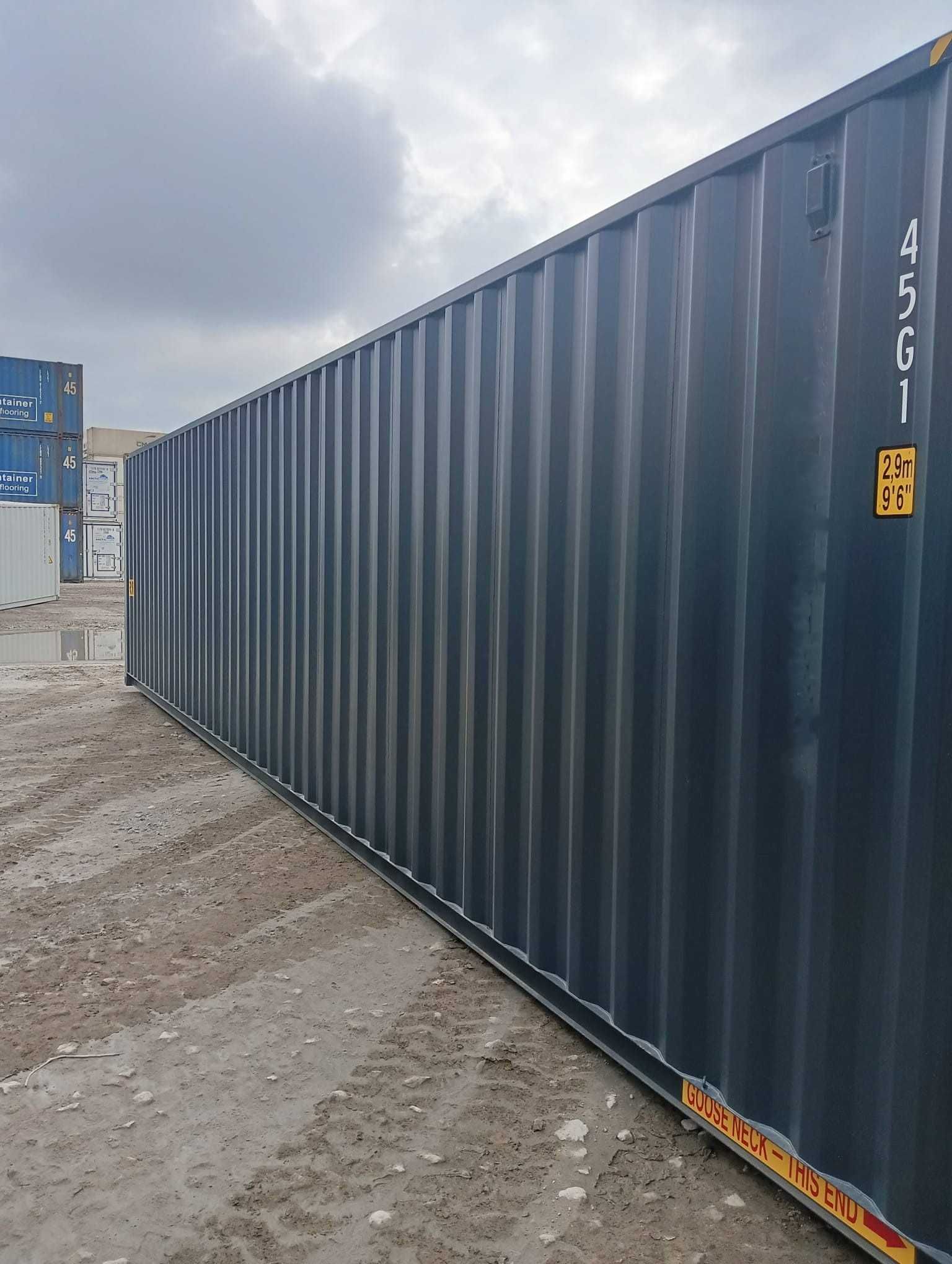 Kontener morski,  magazynowy 40hc antracyt przelotowy - double door