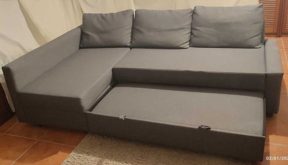 Sofá-cama de canto com arrumação FRIHETEN