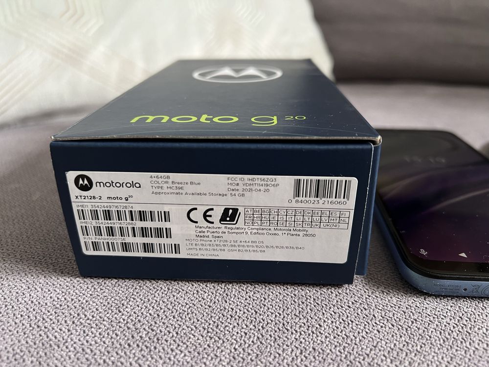 Motorola G20 komplet pudełko ekran bez rys stan bdb 4GB RAM 64GB ROM