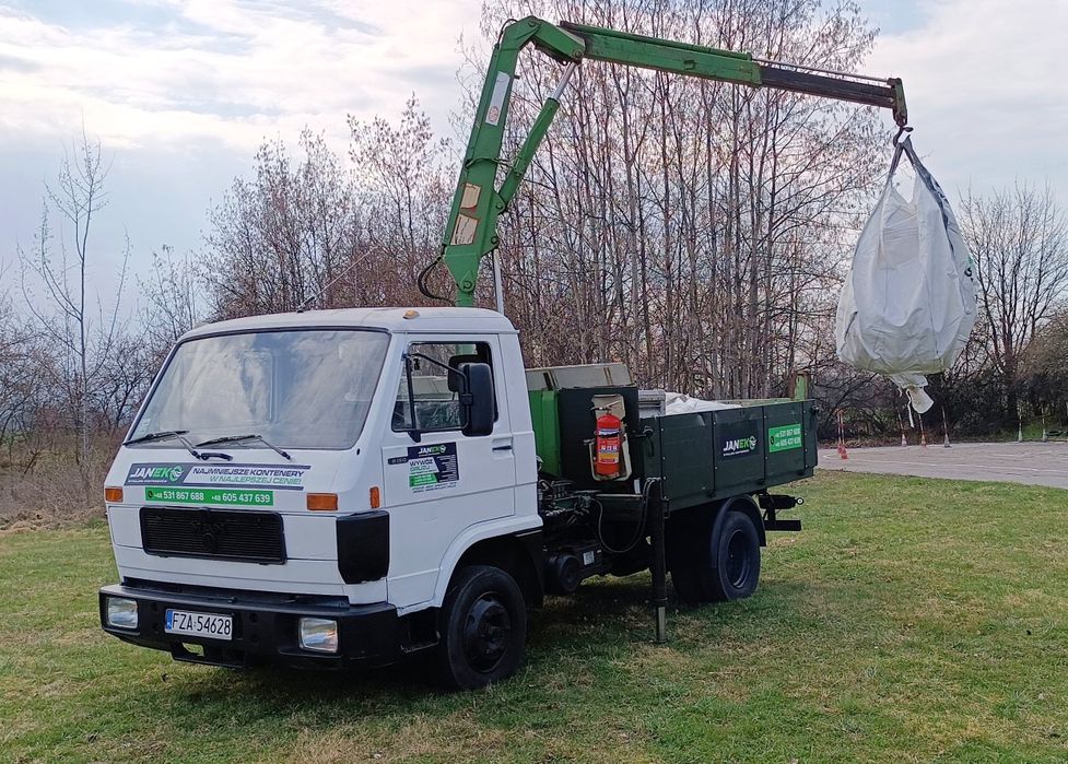 Mini kontenery na gruz, transport HDS, wywóz szlamu kamieniarskiego