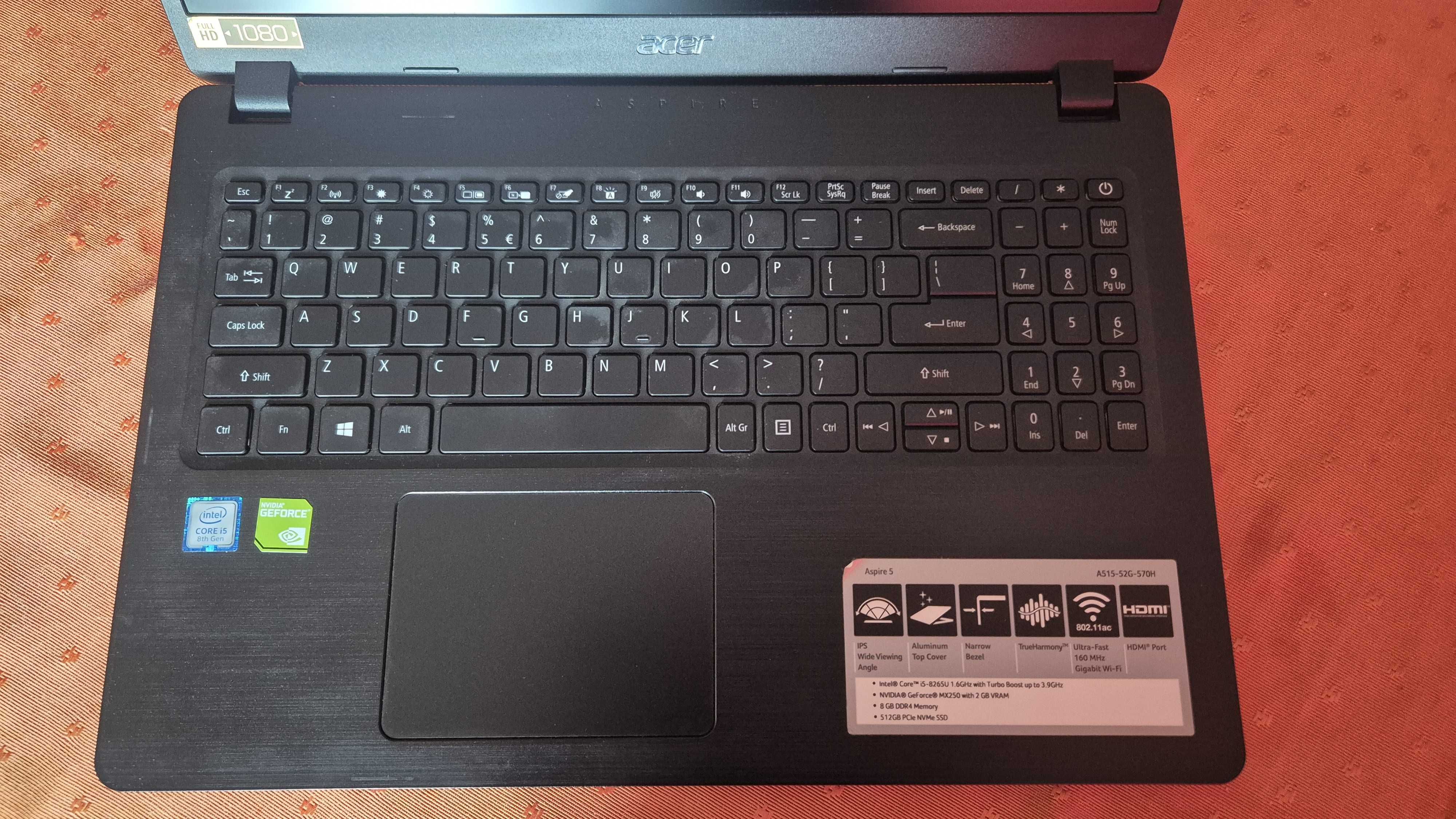 Laptop Acer Aspire 5 i5-8265U/16GB/512/Win10 MX250 A515-52G
