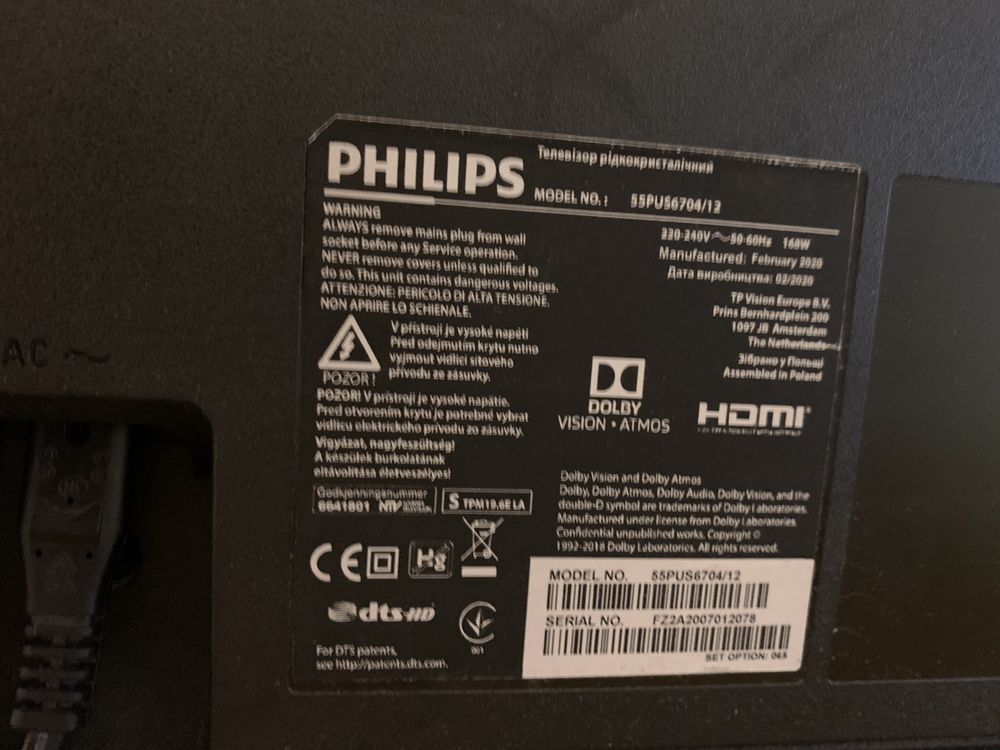 SmartTV 4K UHD Philips 55 cali 55PUS6704