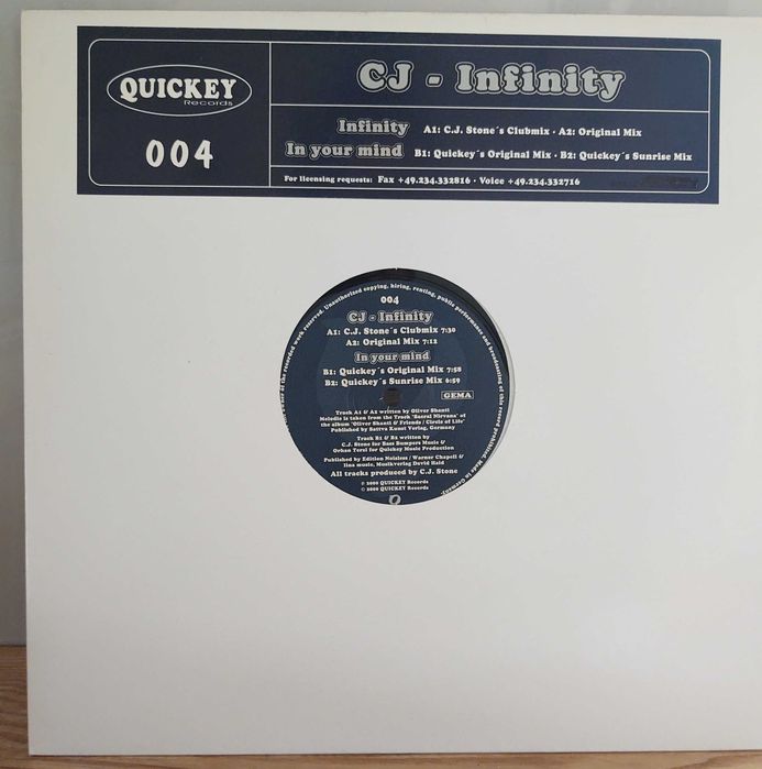 CJ Stone - Infinity / In your mind winyl trance klasyk