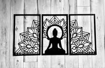 Tryptyk 3-częściowy mandala budda– Dekoracja 112,5x57,5 cm