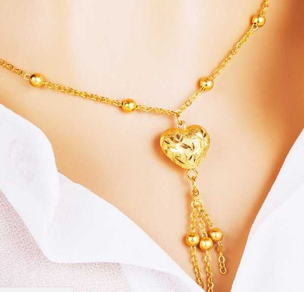 Colar banhado a ouro Peach Heart Tassel