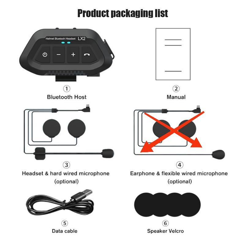 Мотогарнітура Bluetooth на шолом Lx2 1200mAh