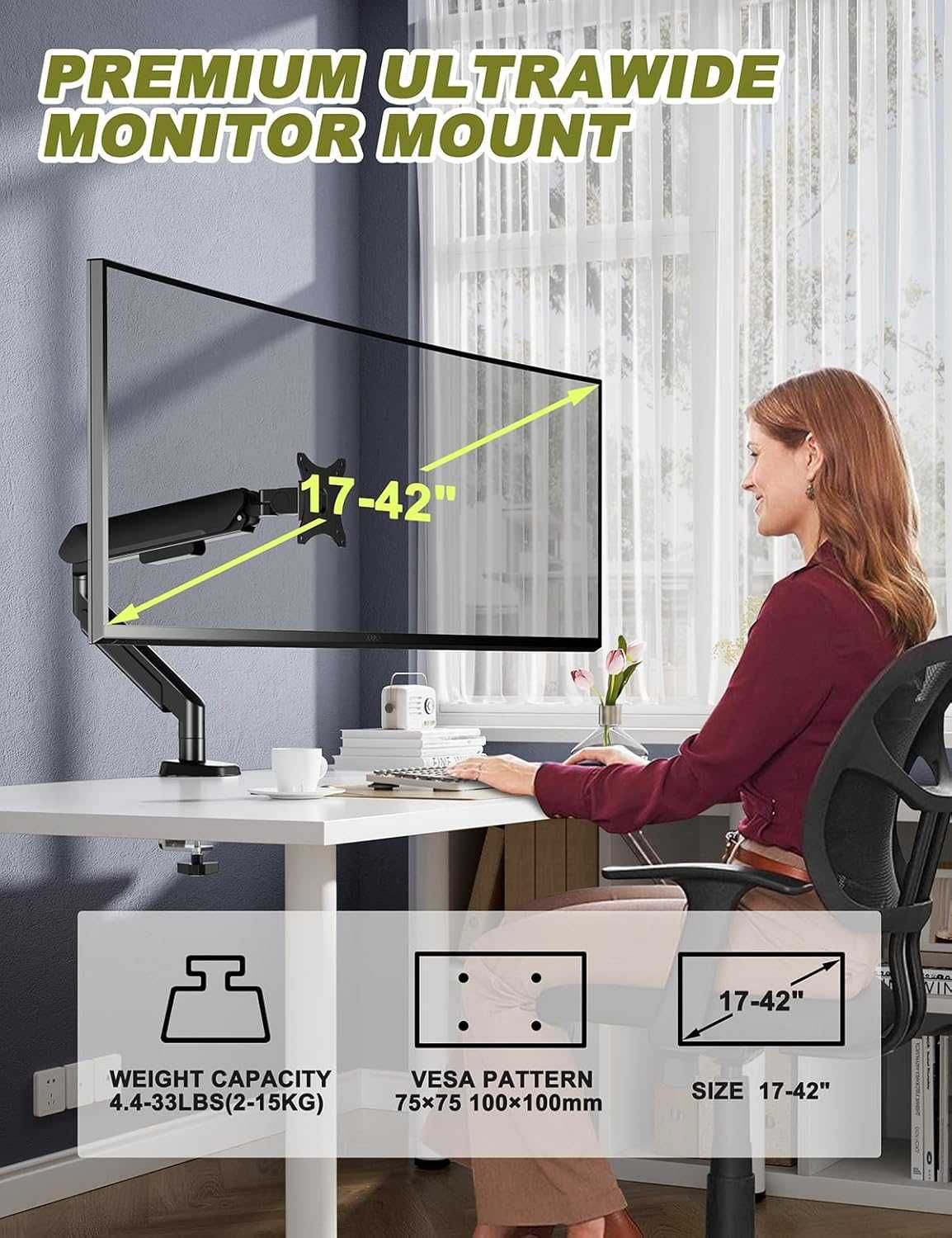 Uchwyt monitora do ekranów 17"- 42" regulowana wysokość, obrotowy 360°