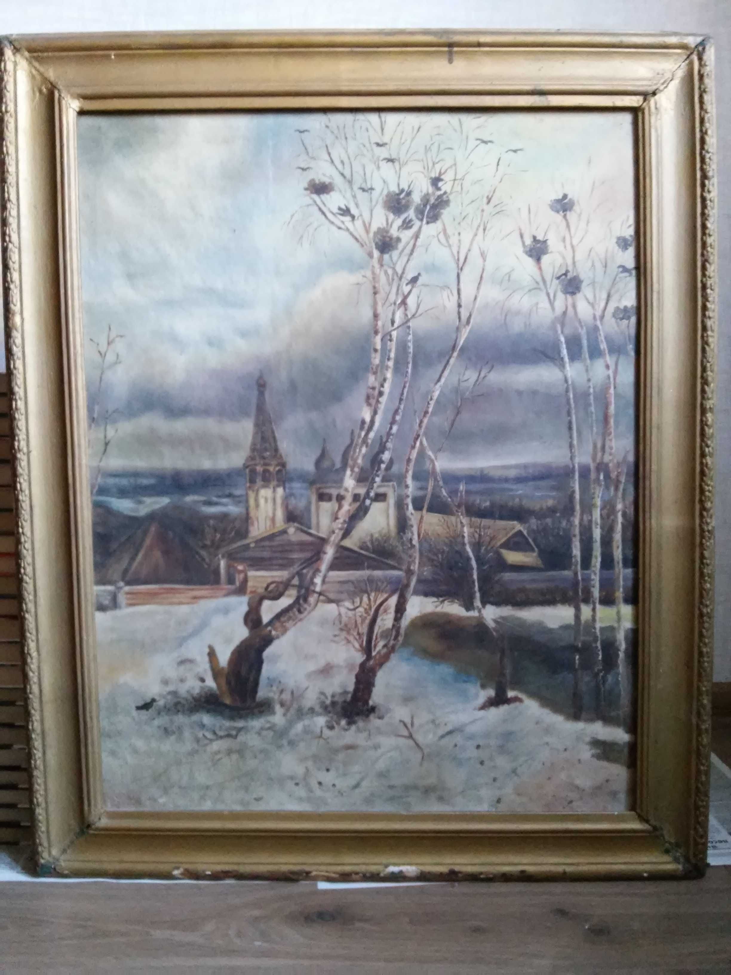 Саврасов Грачи прилетели Репродукция Картина 73x90 см. Масло, полотно