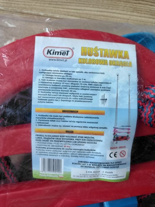 Huśtawka podwórkowa okrągła kolorowa kimet plastikowa