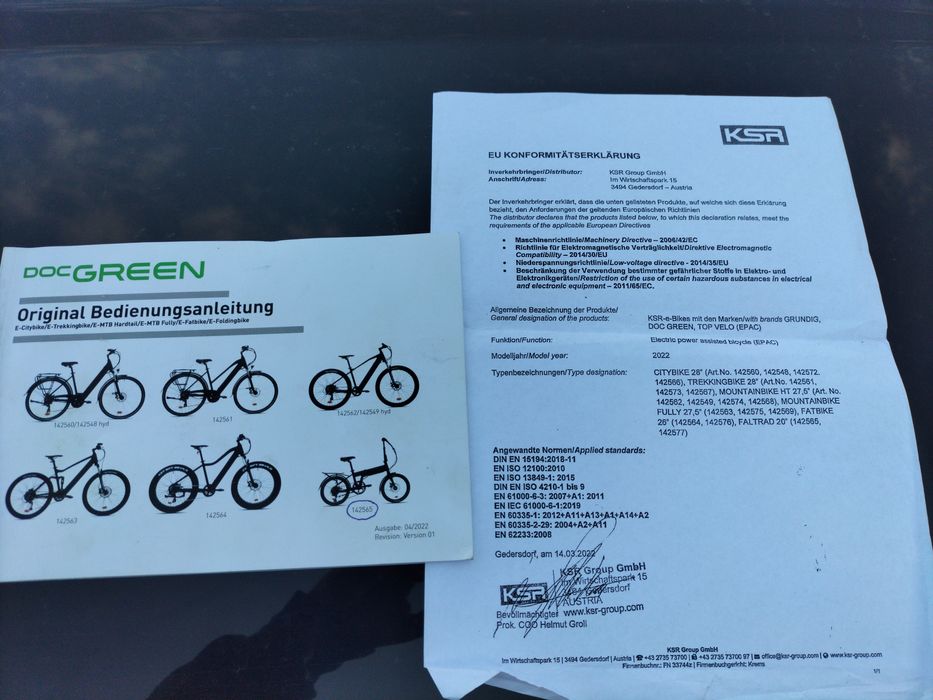 Rower elektryczny Doc Green, koła 20" , nowy , składany , bateria 15,5