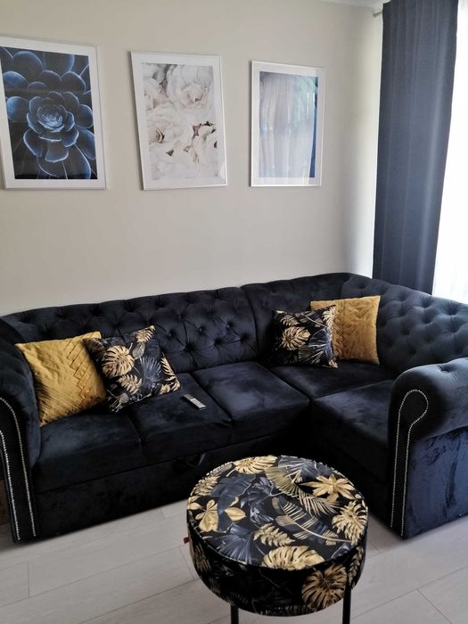 Narożnik sofa Glamour pikowana rozkładany