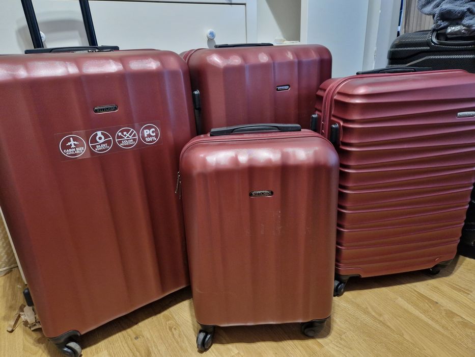 Komplet walizek Wittchen polikarbon nieuzywane burgund 2 duze+ 1 kabi