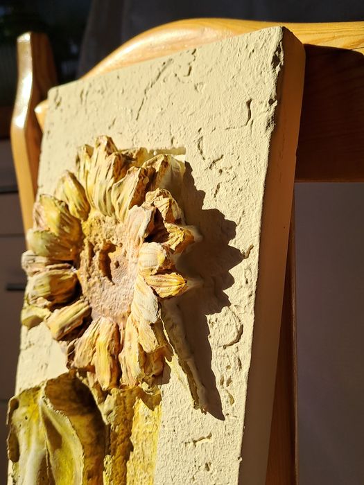 Obraz rękodzieło ceramika 3D słonecznik