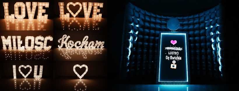 Napis na wesele LOVE MIŁOŚĆ KOCHAM SERCE atrakcja dekoracje