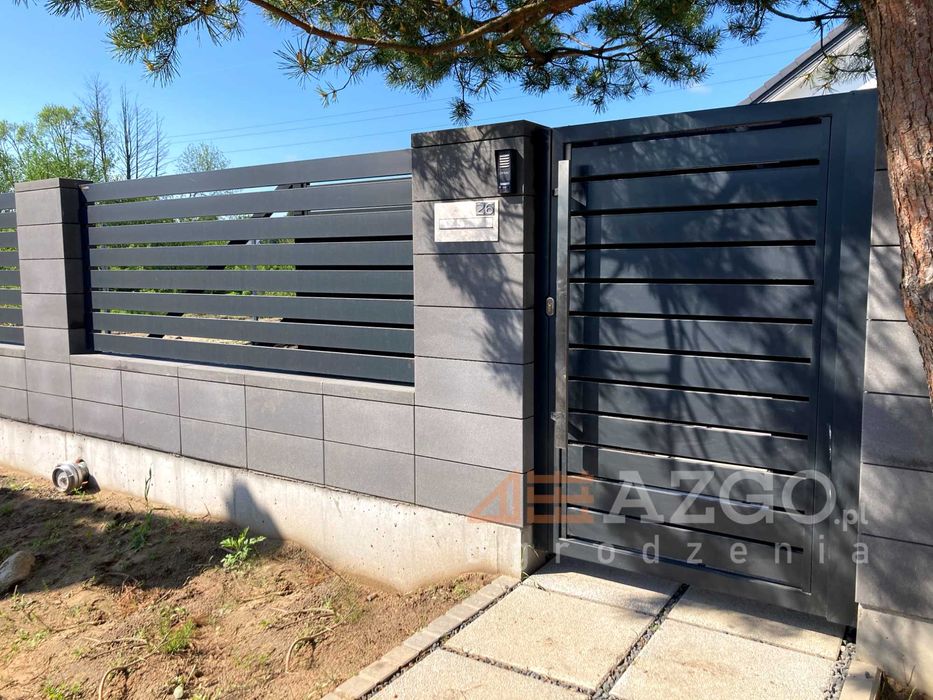 Brama suwana przesuwna dwu skrzydłowa furtka napęd palisada OCYNK