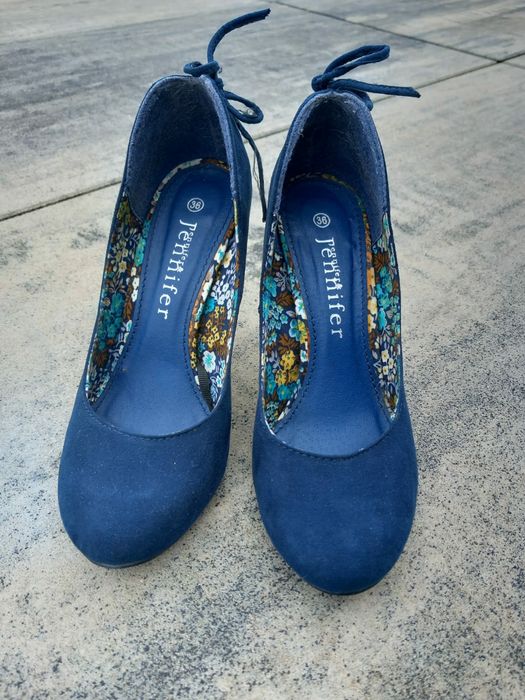 Granatowe buty na obcasie 36, Jennifer, obcas 9 cm