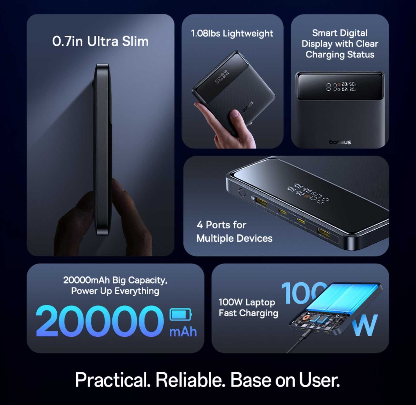 Павербанк Power Bank повербанк Baseus Blade H1 20000 mah 100W