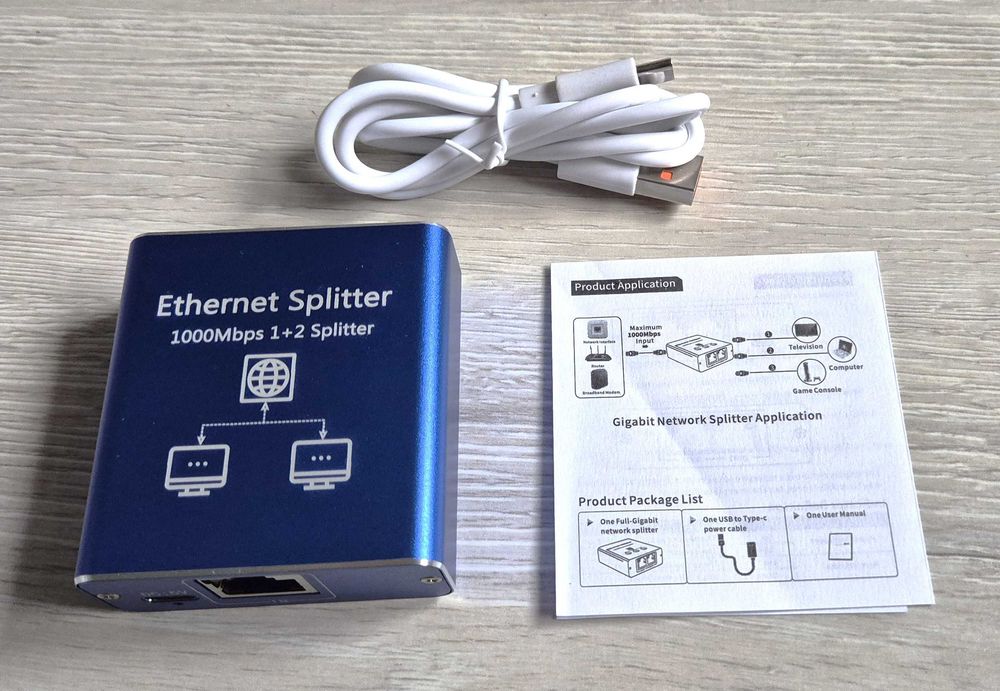 Przełącznik Ethernet 1 do 2 RJ45 2 porty 1000Mbps Network LAN Splitter
