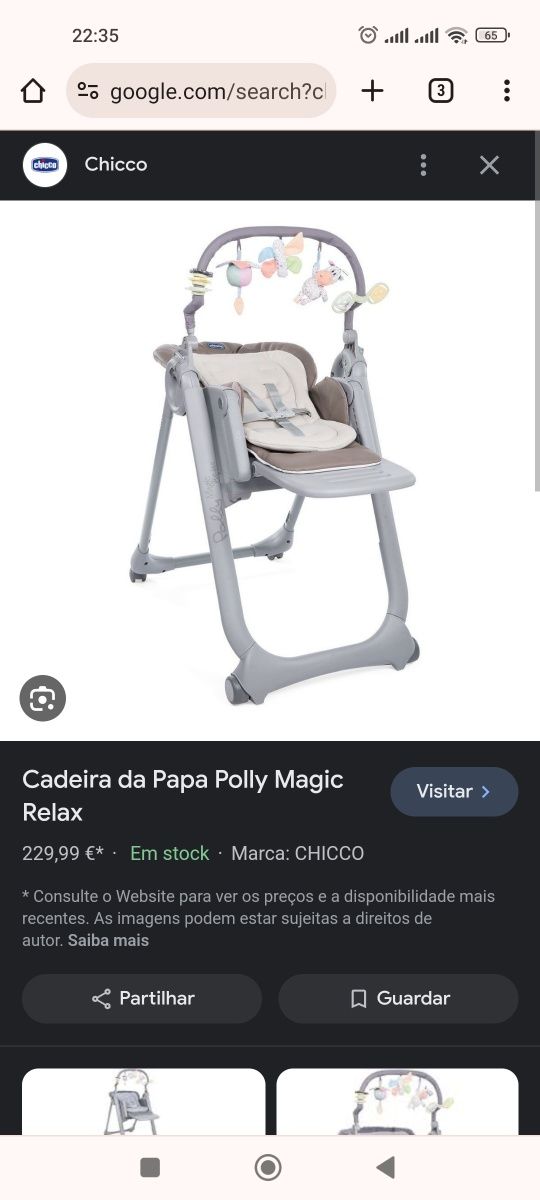 Cadeira Chicco Polly Magic como nova