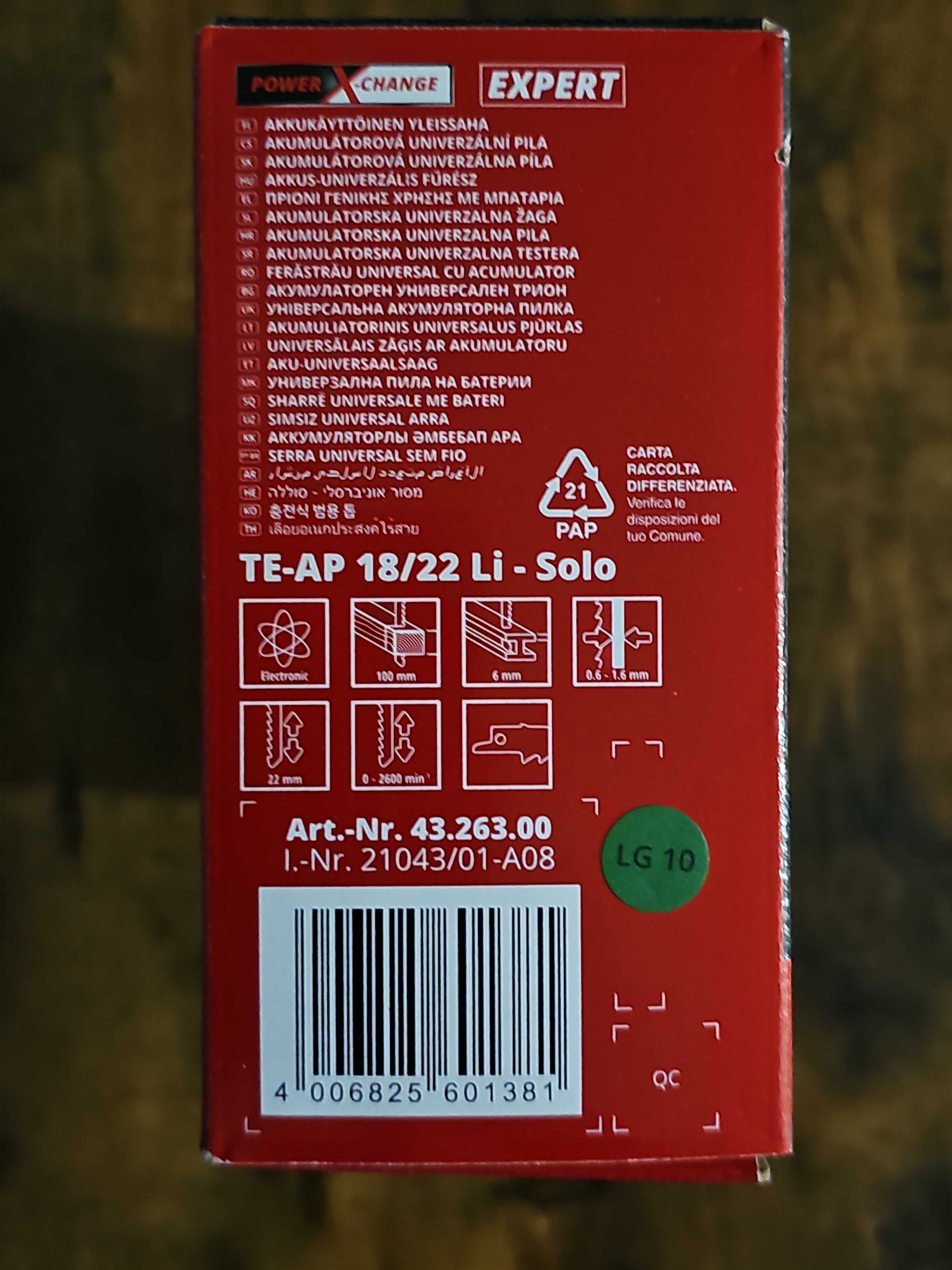 Piła Einhell TE-AP 18 Li 
Piły elektryczne Szablaste, Zasilanie