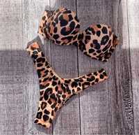 Nowy strój kąpielowy bikini stringi push up panterka leopard S/M