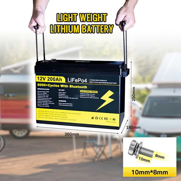 NOWY Akumulator LiFePO4 200Ah 12V SUNRISE – Bluetooth, Mata Grzewcza