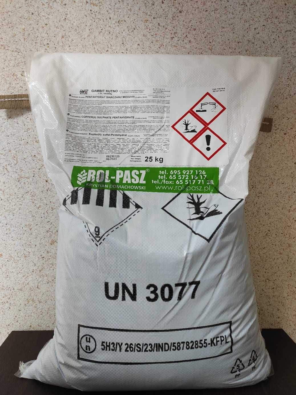 Siarczan Miedzi pięciowodny paszowy 25kg
