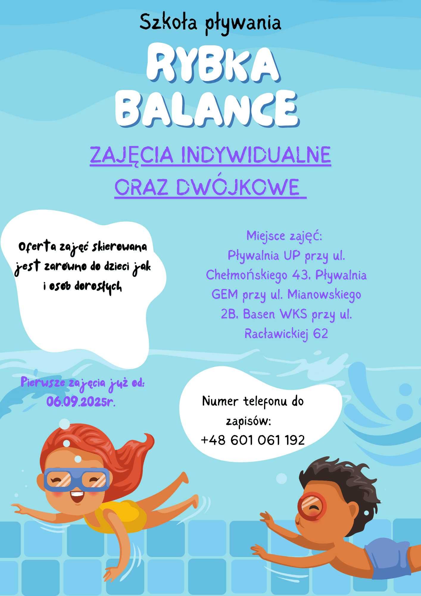 SZKOŁA PŁYWANIA/TRENER/INSTR. - Nauka/pływanie dla Dzieci i Dorosłych!