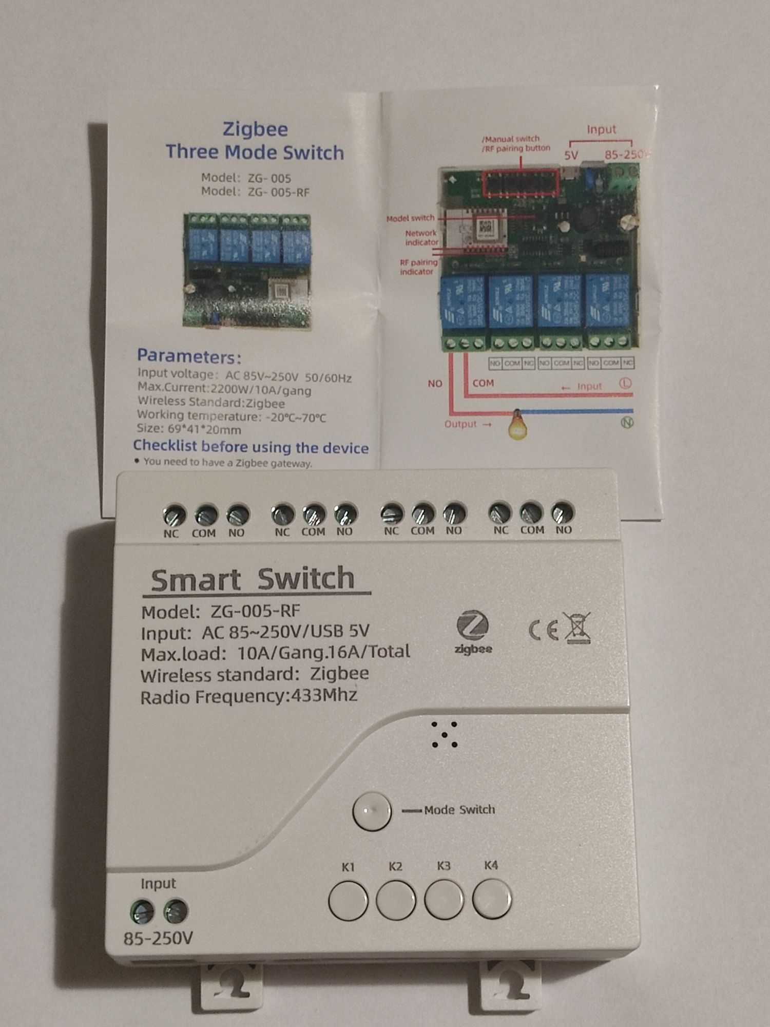 1/2/4ch Zigbee RF beznapięciowy przekaźnik Tuya Sonoff brama garaż