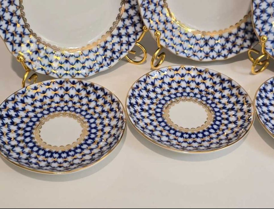 Filiżanki łomonosow siatka kobaltowa