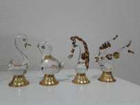 Conjunto animais em Cristal e Banho a Ouro