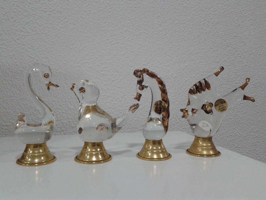 Conjunto animais em Cristal e Banho a Ouro